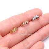 Rose Gold Triple Stacked Pyramid Studded Geometric Seamless Clicker Hoop Ring