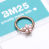 Detail View 3 of Rose Gold Adorable Pearlescent Flower Clicker Hoop Ring