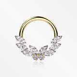 Golden Butterfly Goddess Sparkle Clicker Hoop Ring-Clear Gem