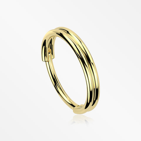 Golden Skinny Double Layered Clicker Hoop Ring