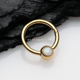 Golden Fire Opal Sparkle CBR Style Seamless Clicker Hoop Ring-White Opal