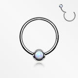 Fire Opal Sparkle CBR Style Seamless Clicker Hoop Ring-White Opal