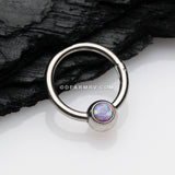 Fire Opal Sparkle CBR Style Seamless Clicker Hoop Ring-Purple Opal