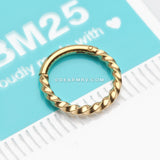 Golden Twisted Metal Seamless Clicker Hoop Ring