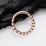 Rose Gold Twisted Metal Seamless Clicker Hoop Ring