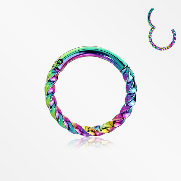 Colorline Twisted Metal Seamless Clicker Hoop Ring