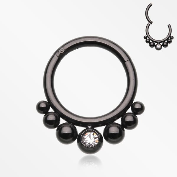 Blackline Bali Beads Sparkle Gem Seamless Clicker Hoop Ring-Clear