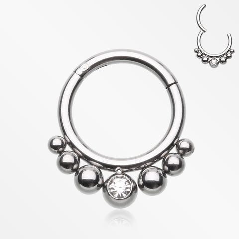 Bali Beads Sparkle Gem Seamless Clicker Hoop Ring-Clear