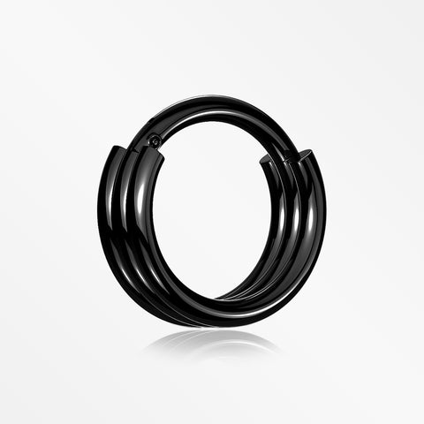 Blackline Triple Stack Hinged Steel Segment Clicker Ring