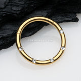 Golden Multi-Gem Seamless Clicker Hoop Ring-Clear