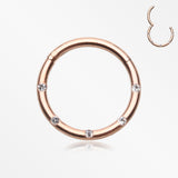 Rose Gold Multi-Gem Seamless Clicker Hoop Ring-Clear