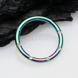 Rainbow Multi-Gem Seamless Clicker Hoop Ring-Clear