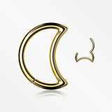Golden Crescent Moon Seamless Clicker Hoop Ring