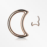 Rose Gold Crescent Moon Seamless Clicker Hoop Ring