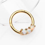 Golden Glistening Fire Opal Sparkle Seamless Clicker Ring-White