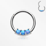 Glistening Fire Opal Sparkle Seamless Clicker Ring-Blue