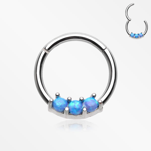 Glistening Fire Opal Sparkle Seamless Clicker Ring-Blue