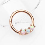 Rose Gold Glistening Fire Opal Sparkle Seamless Clicker Ring-White