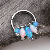 Marquise Fire Opal Sparkle Floral Seamless Clicker Hoop Ring