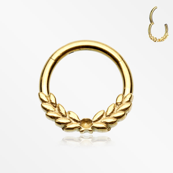 Golden Laurel Wreath Seamless Clicker Hoop Ring
