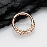 Rose Gold Laurel Wreath Seamless Clicker Hoop Ring