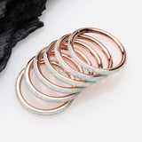 Rose Gold Brilliant Fire Opal Lined Seamless Clicker Hoop Ring-White Opal