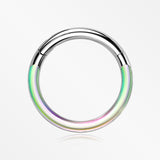 Implant Grade Titanium Iridescent Revo Lined Clicker Hoop Ring