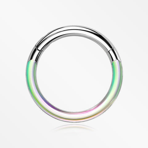 Implant Grade Titanium Iridescent Revo Lined Clicker Hoop Ring