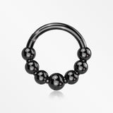 Implant Grade Titanium Blackline Cascading Bali Beads Clicker Hoop Ring