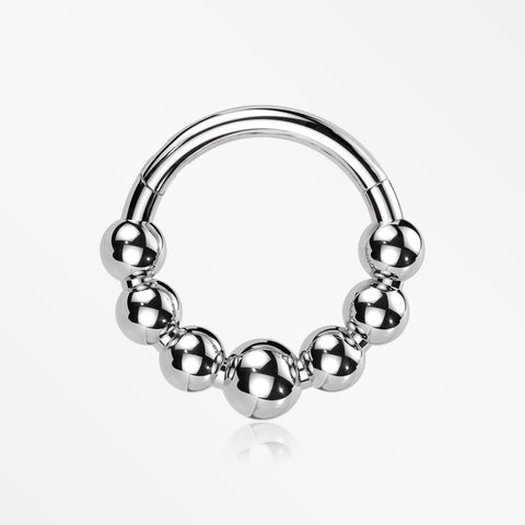 Implant Grade Titanium Cascading Bali Beads Clicker Hoop Ring