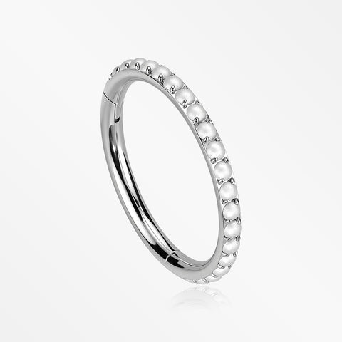 Implant Grade Titanium Pearlescent Beads Lined Clicker Hoop Ring-White
