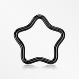 Implant Grade Titanium Blackline Star Basic Geometric Clicker Hoop Ring