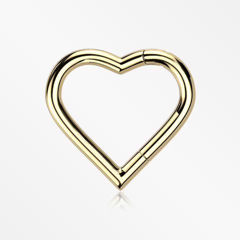 Implant Grade Titanium Golden Heart Basic Geometric Clicker Hoop Ring