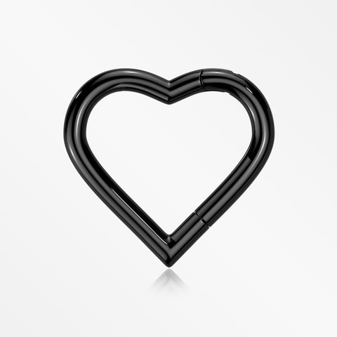Implant Grade Titanium Blackline Heart Basic Geometric Clicker Hoop Ring
