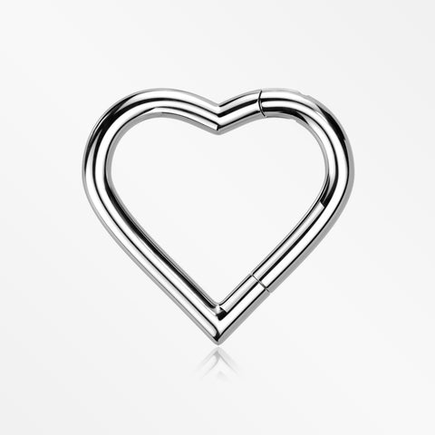 Implant Grade Titanium Heart Basic Geometric Clicker Hoop Ring