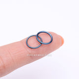 Implant Grade Titanium PVD Colorline Basic Seamless Hinged Clicker Hoop Ring-Blue