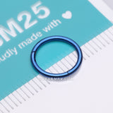 Implant Grade Titanium PVD Colorline Basic Seamless Hinged Clicker Hoop Ring-Blue
