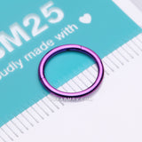 Implant Grade Titanium PVD Colorline Basic Seamless Hinged Clicker Hoop Ring-Purple