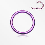 Implant Grade Titanium PVD Colorline Basic Seamless Hinged Clicker Hoop Ring-Purple