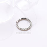 Detail View 1 of Implant Grade Titanium Brilliant Sparkle Gems Front Lined Clicker Hoop Ring-Clear Gem
