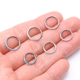 Implant Grade Titanium Brilliant Fire Opal Lined Seamless Clicker Hoop Ring-White Opal