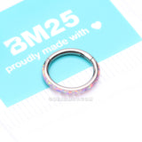Implant Grade Titanium Brilliant Fire Opal Lined Seamless Clicker Hoop Ring-Pink Opal