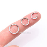 Implant Grade Titanium Brilliant Fire Opal Lined Front Facing Seamless Clicker Hoop Ring-White Opal