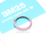 Implant Grade Titanium Brilliant Fire Opal Lined Front Facing Seamless Clicker Hoop Ring-Pink Opal