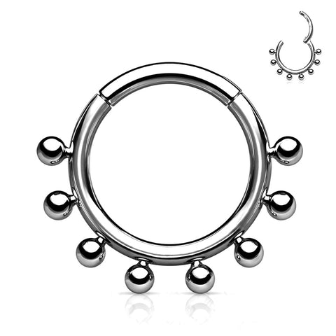 Implant Grade Titanium Bali Studded Balls Clicker Hoop Ring