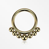Implant Grade Titanium Golden Bali Beads Clicker Hoop Ring