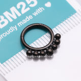 Detail View 4 of Implant Grade Titanium Blackline Bali Beads Clicker Hoop Ring