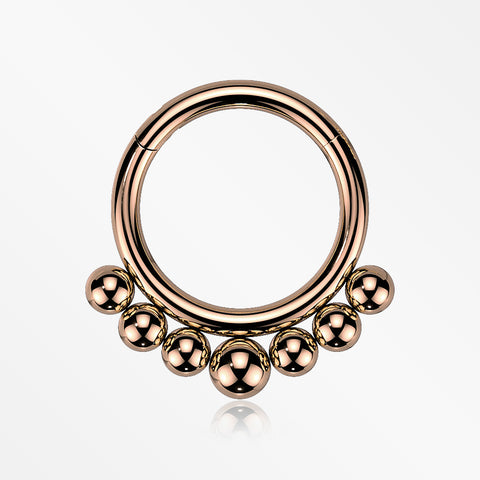 Implant Grade Titanium Rose Gold Bali Beads Clicker Hoop Ring