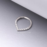 Implant Grade Titanium Chevron Sparkle Lined Seamless Clicker Hoop Ring-Clear Gem