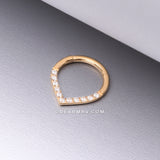 Implant Grade Titanium Golden Chevron Sparkle Lined Seamless Clicker Hoop Ring-Clear Gem